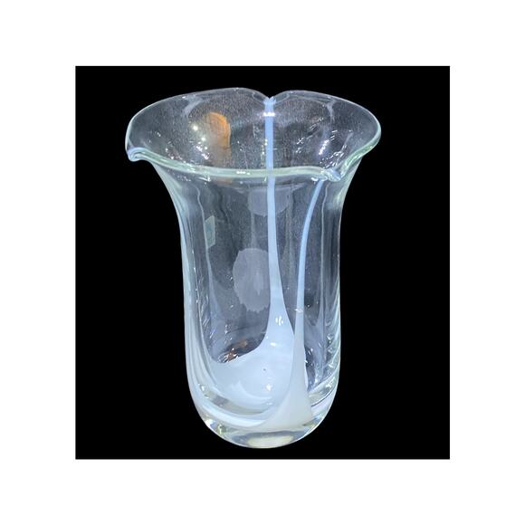 Christinenhutte by Scott Zwiesel Vase Clear With White Stripes 8" Tall - Picture 7 of 7